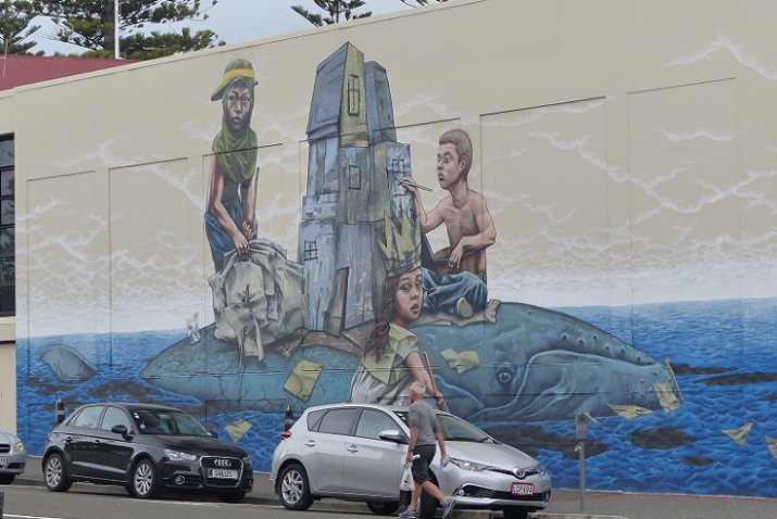 One of many whimsical murals in Napier